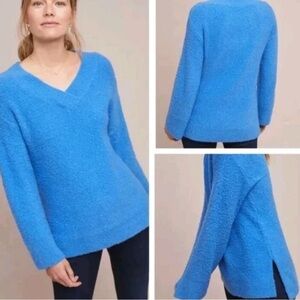 Anthropologie Bright Blue V-Neck Sweater